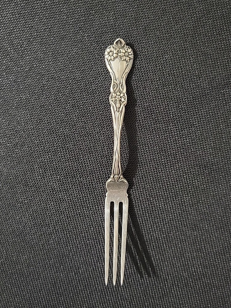 Antique Alvin Iris Pattern Sterling Silver Lemon Fork Art Nouveau c1904
