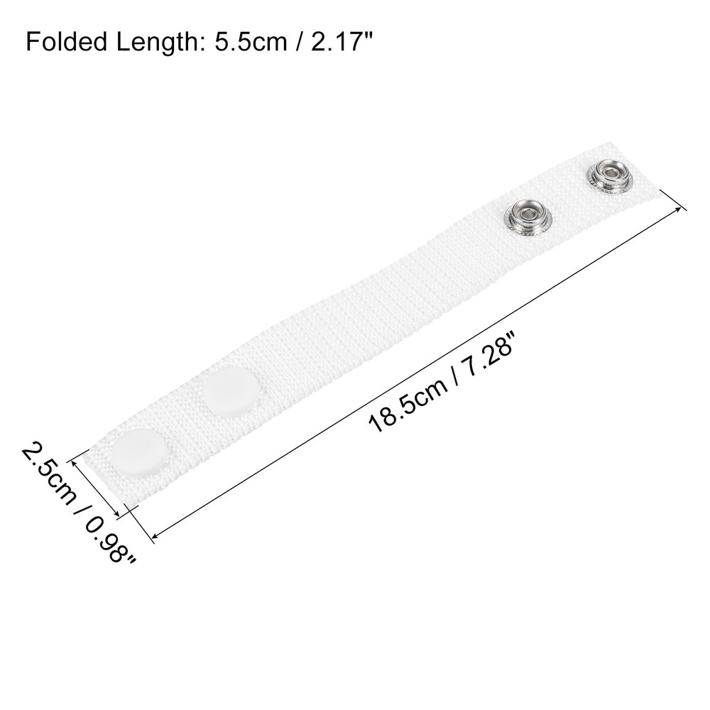 Belt Keeper, 4Pcs Nylon Webbing Loop with Double Snaps Belt, White