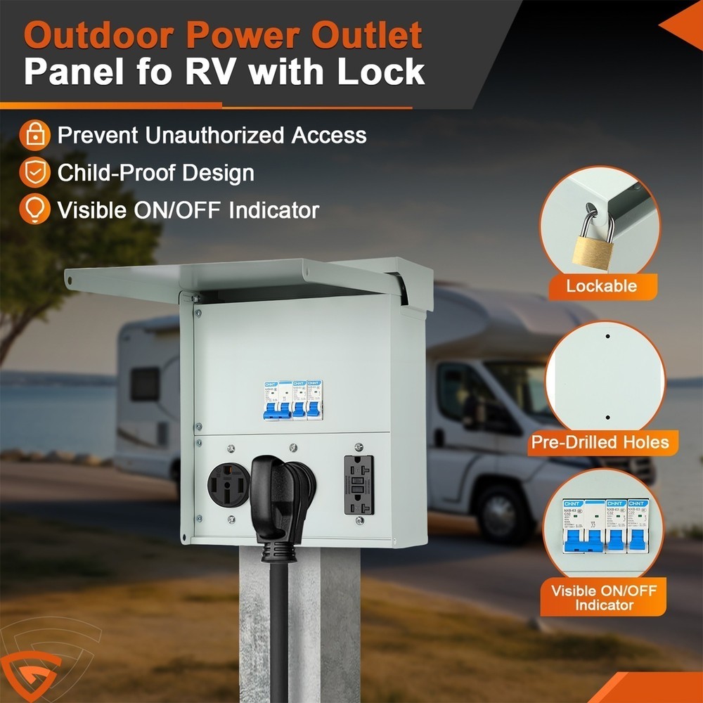 Temporary Power Outlet Panel RV Electrical Panel 20 30 50 Amp Outlet Box -