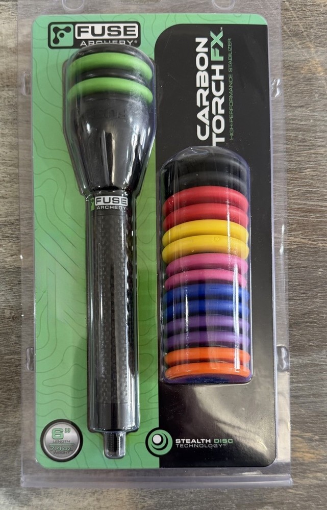 Fuse Archery Carbon Torch FX 6” Bow Stabilizer 7.4oz Stealth Disc Blackout NEW