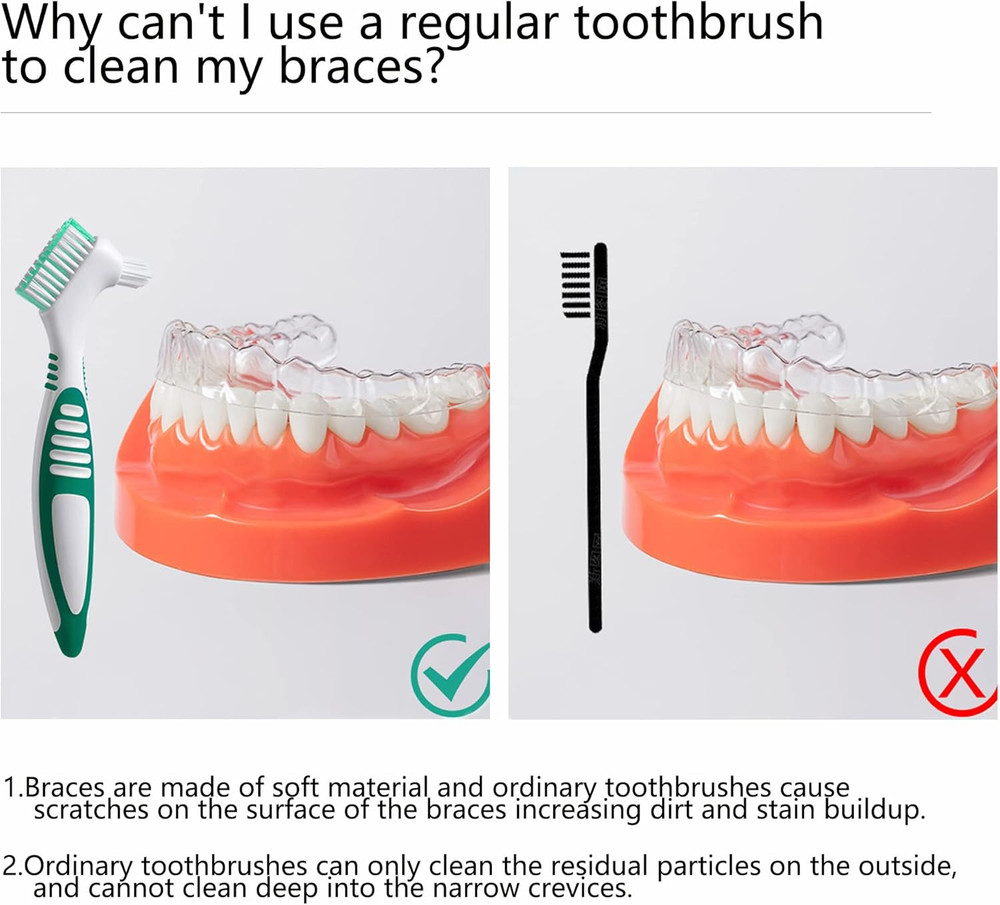 Denture Brush Set 4Pcs Double-Sided Cleaning Toothbrushes Multi-Layered Bristles