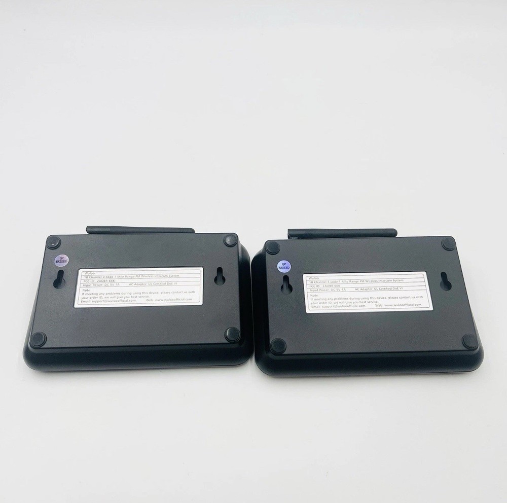 Wuloo Wireless Home Intercom System 2 Pack Model: WL-666 - FM 5280ft Range