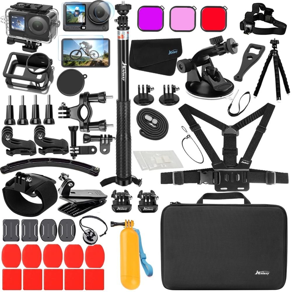 Complete Accessories Kit for Waterproof Action Camera - Case, Protector & More
