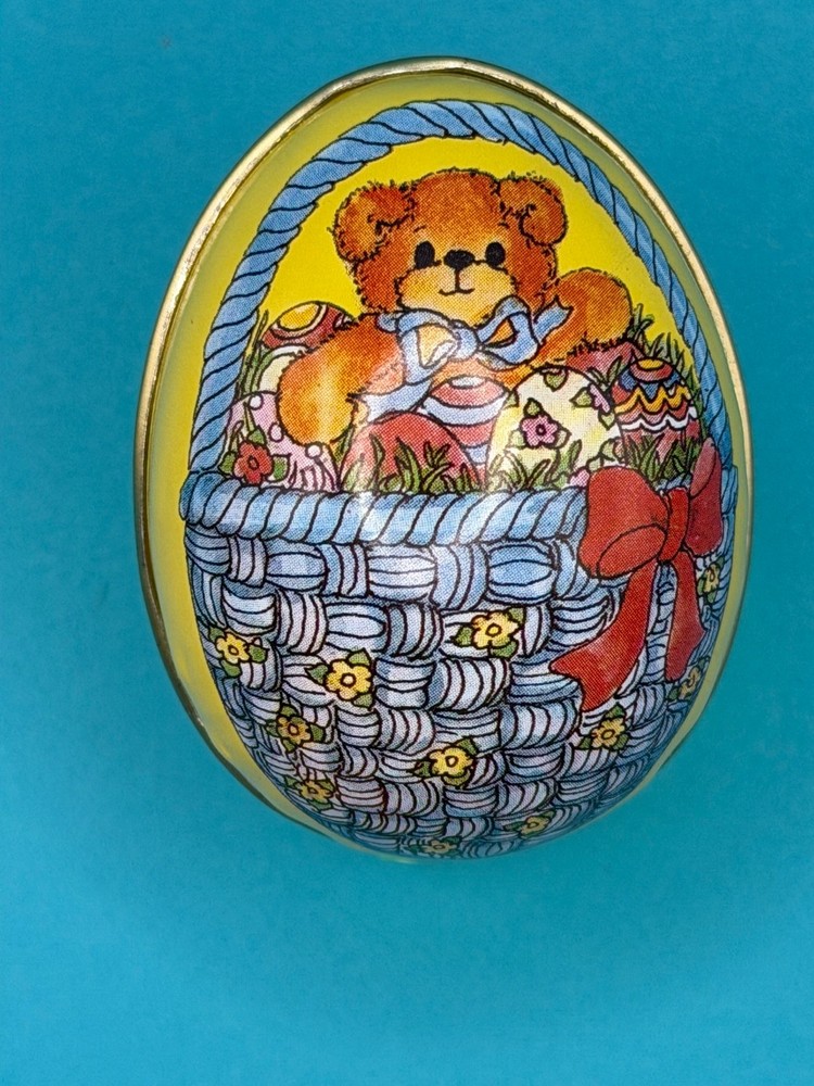 Lucy Rigg 1985 Teddy Bear Tin Egg