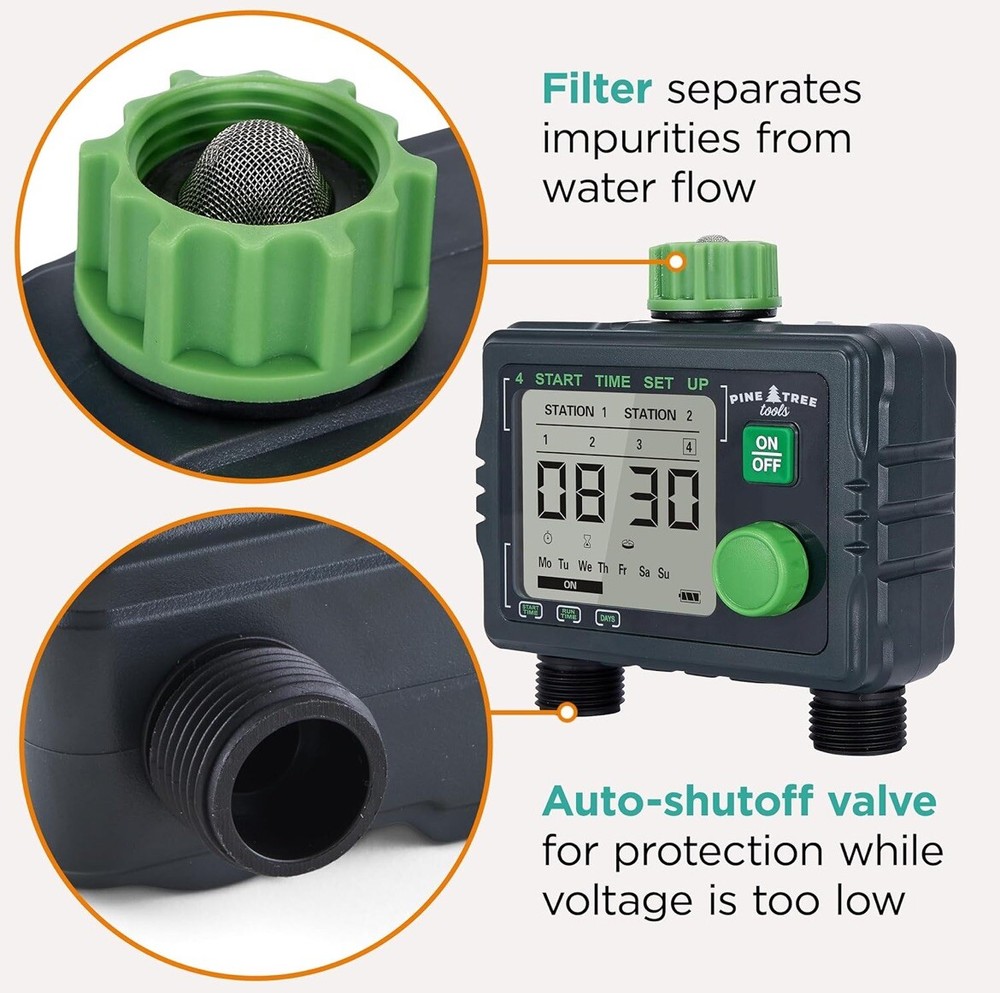 Pine Tree Tools Hose Timer - Programmable Water Timer for Garden Hose