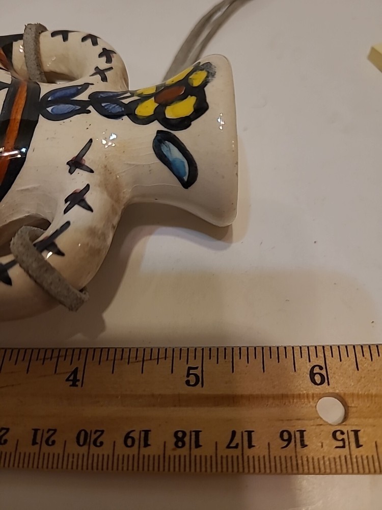 Vintage Ceramic Canteen With Fish Design Leather Strap
