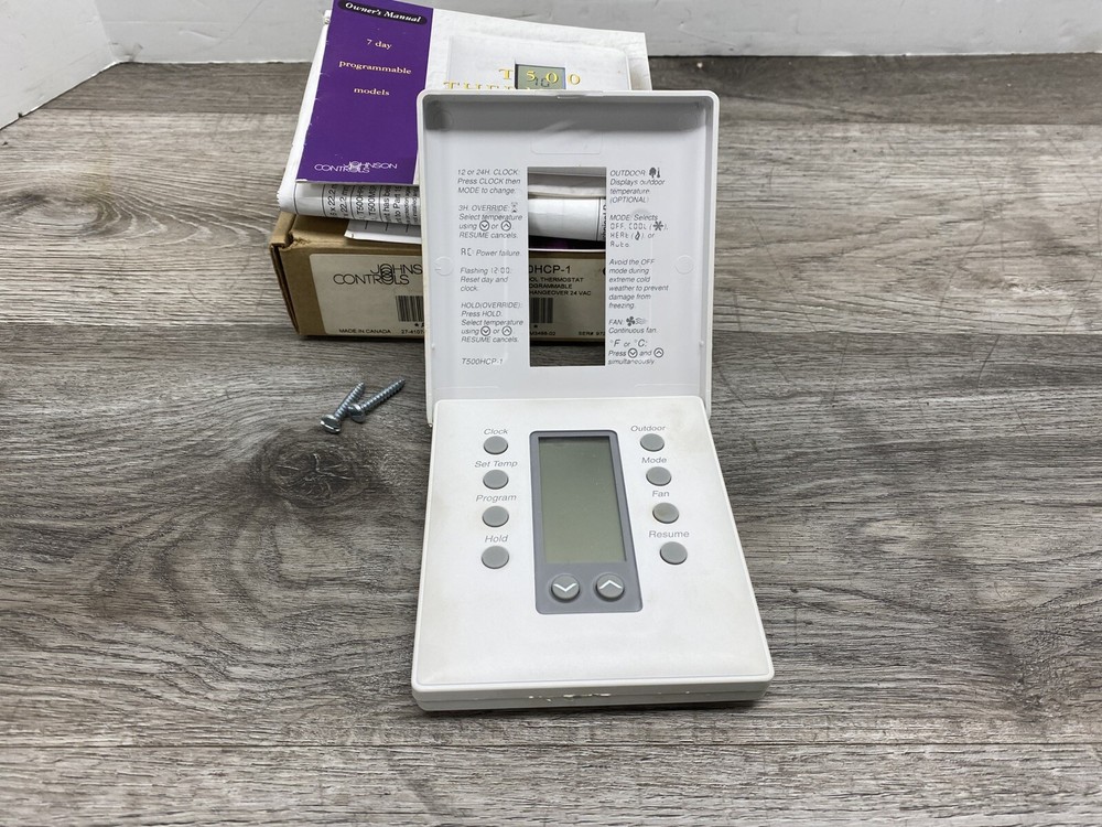 Johnson Controls T500HCP1 Programmable Thermostat White - *Tested Works*