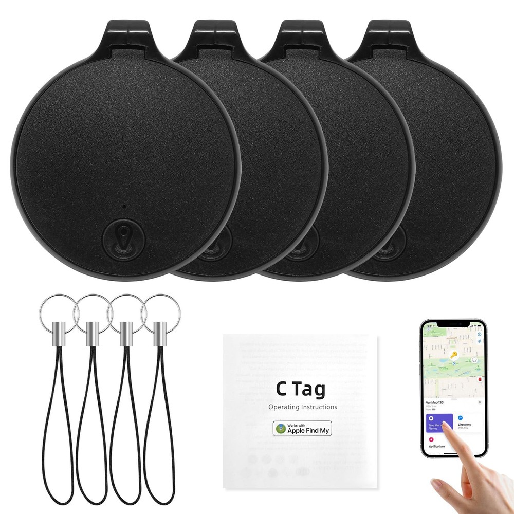 Tracker Tags 4 Pack Apple MFi Certified Bluetooth 5.4 Tracker with Replaceabl...
