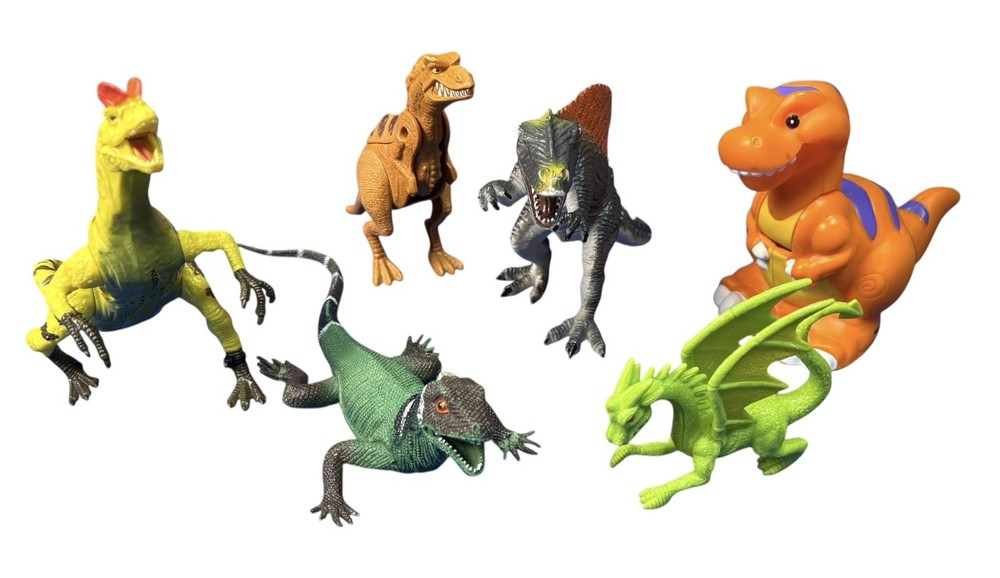 Dinosaur & Dragon Figures – Preowned – Mixed Styles Lot Of 6