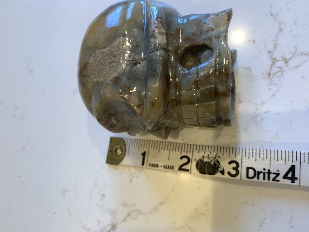 Mini Carved Crystal Skull Rock Made In Peru 3”