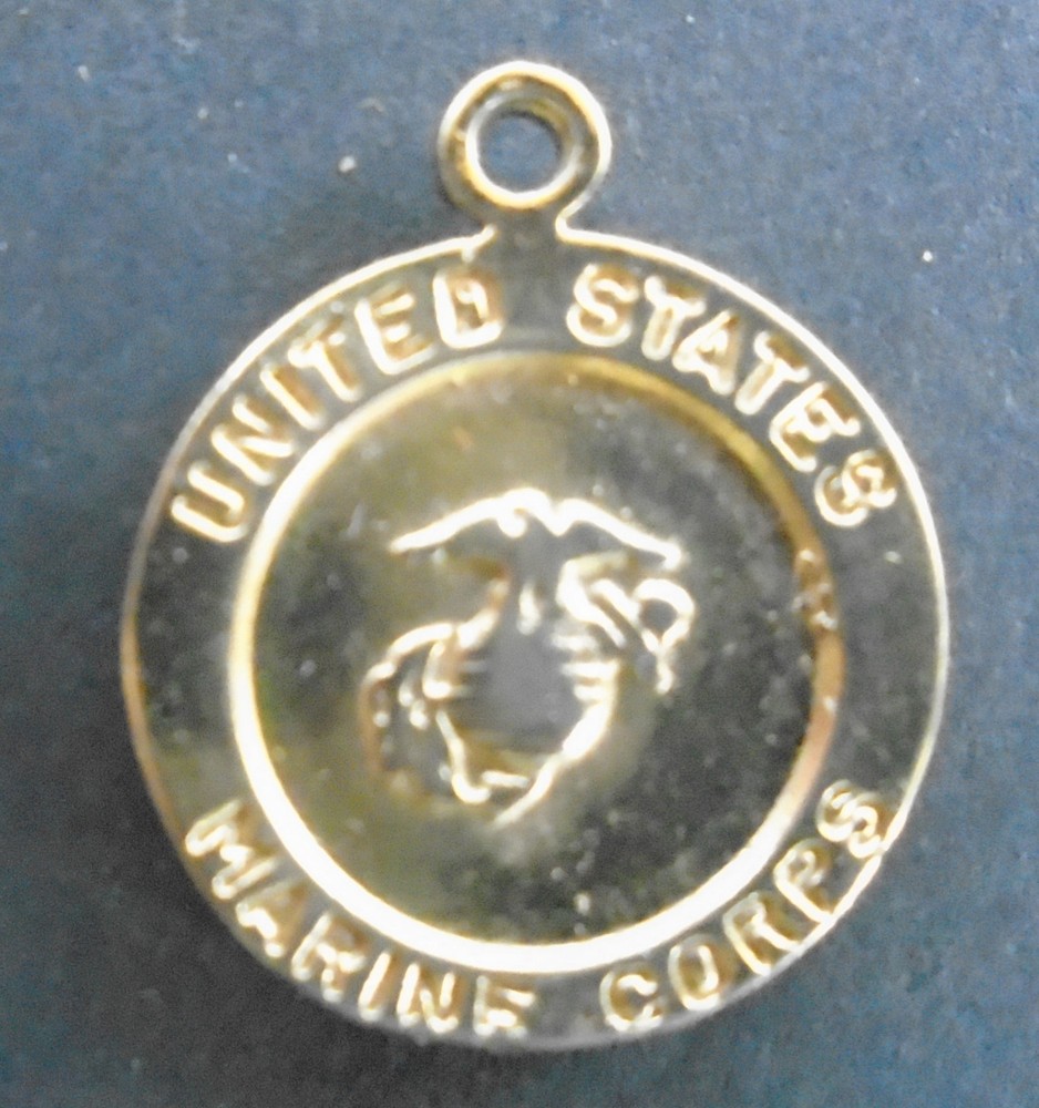 USMC Marine Corps Globe & St. Christopher Gold Tone Charm