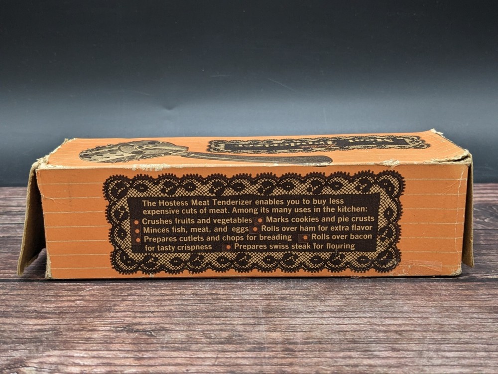 Hostess Meat Tenderizer Bakelite Handle Original Box Stainless Kitchen Gadget