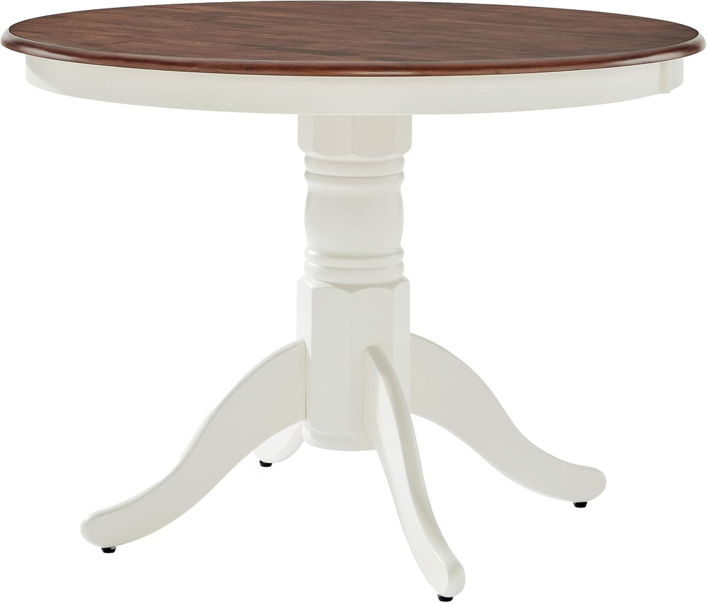Shelby Traditional round Wood Dining Room Table, Distressed White