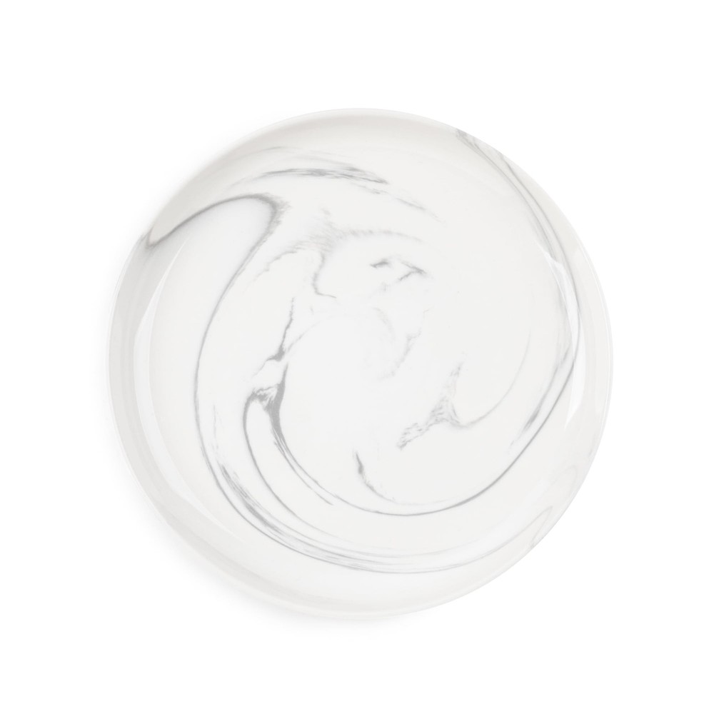 Thyme & Table Gray Marble Ceramic Salad Plate, Elegant,Microwave Dishwasher Safe