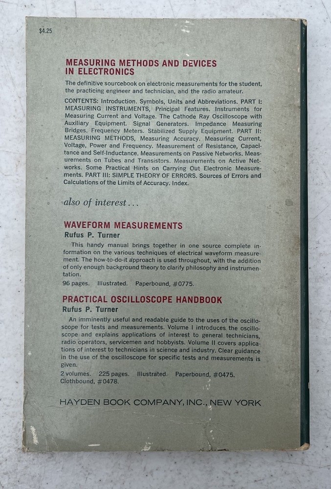 Measuring Methods and Devices in Electronics By A.C.J. Beerens HC