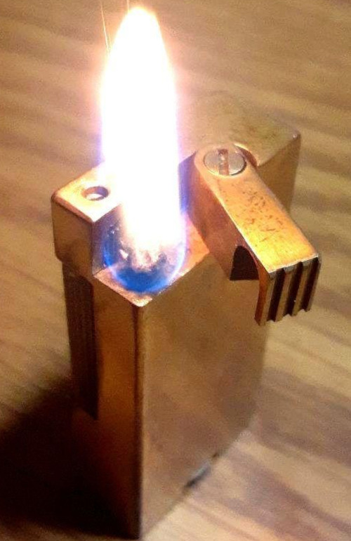 Working dunhill oil lighter gold Side open brass without box