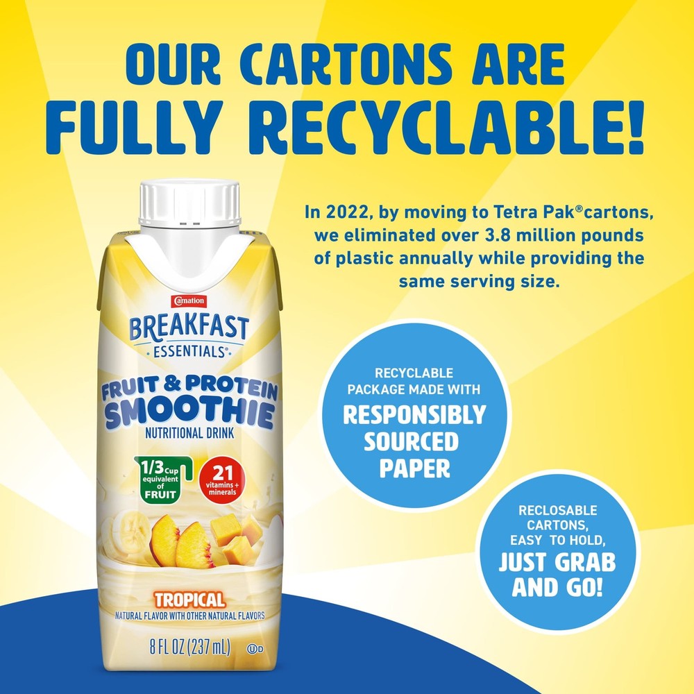 Carnation Breakfast Essentials Fruit & Protein Smoothie Nutritional Drink Shakes