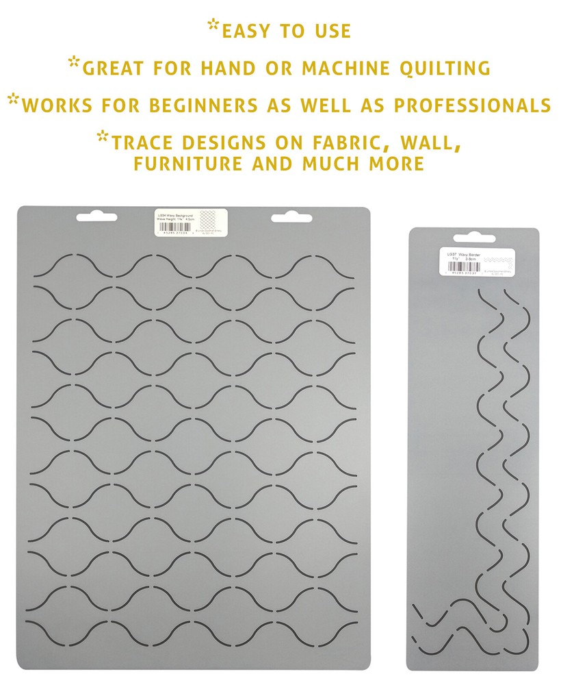 2 Quilting Stencils Wave Border Stencil Wavy Grid Quilt Pattern Stipple Template