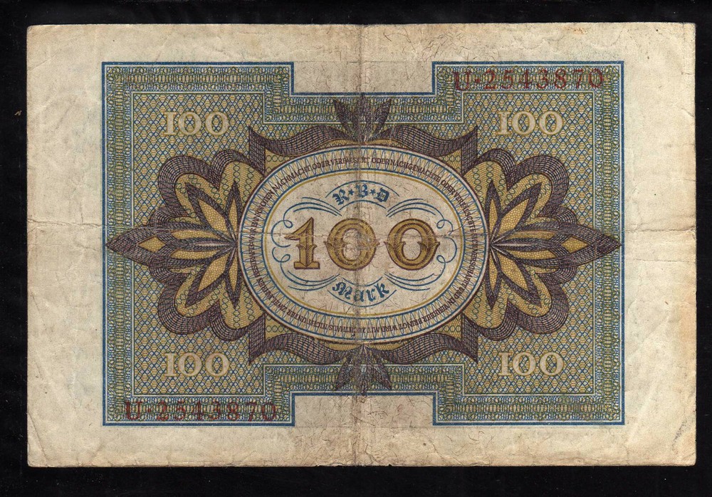 GERMANY 100 MARK REICHSBANKNOTE / SOLD AS EACH