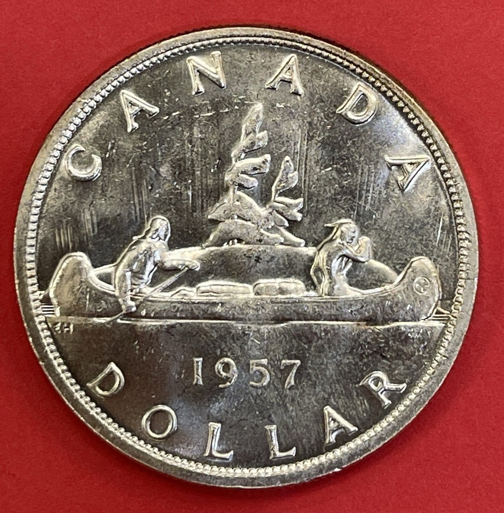 1957 Canada Silver Dollar, Uncirculated. Beautiful Dollar.