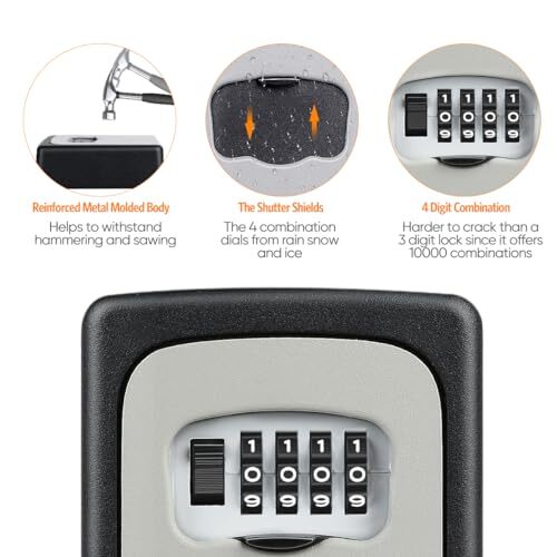 Key Lock Box Wall Mounted, 4 Digit Combination Assorted Sizes , Colors