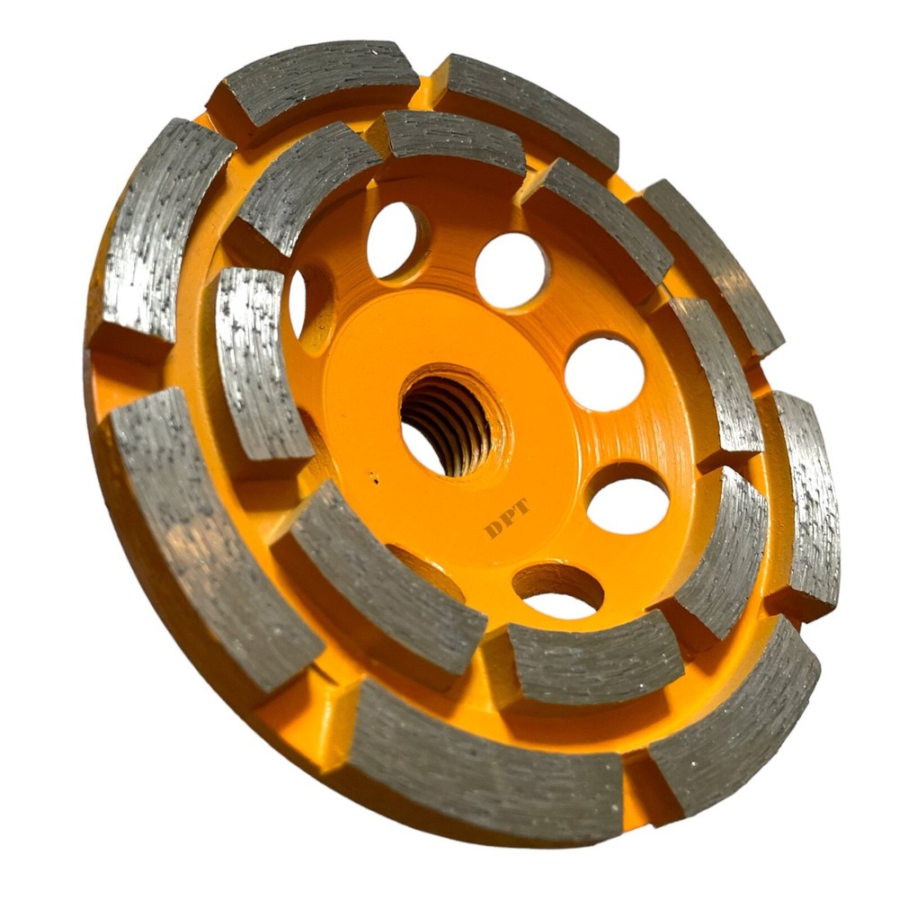 4-1/2" Concrete Grinding Cup Wheel Diamond Double Row Stone Masonry Threaded