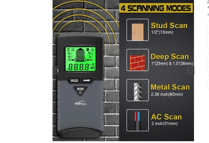 VIVREAL Stud Finder Wall Scanner Upgraded 6 in 1 TD: 100