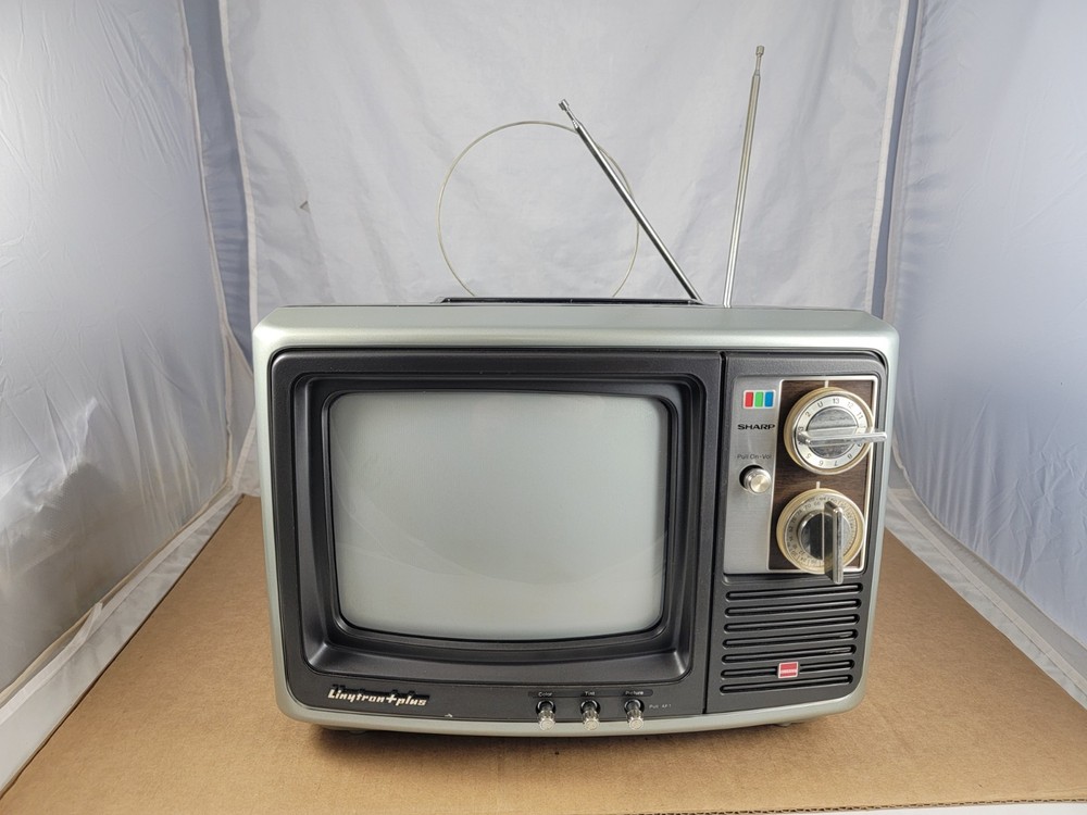 Vintage Sharp Linytron Plus Portable TV Television 80s Decor Display Gaming