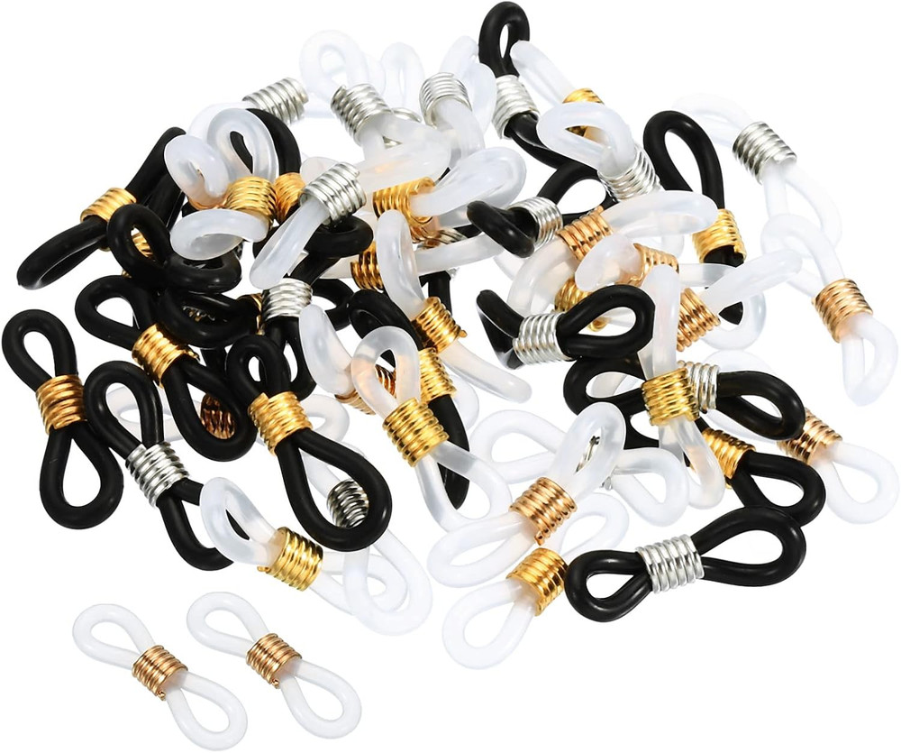 Eyeglass Chain Connector, 50 Pack Adjustable anti Slip Silicone Rubber Strap Hol