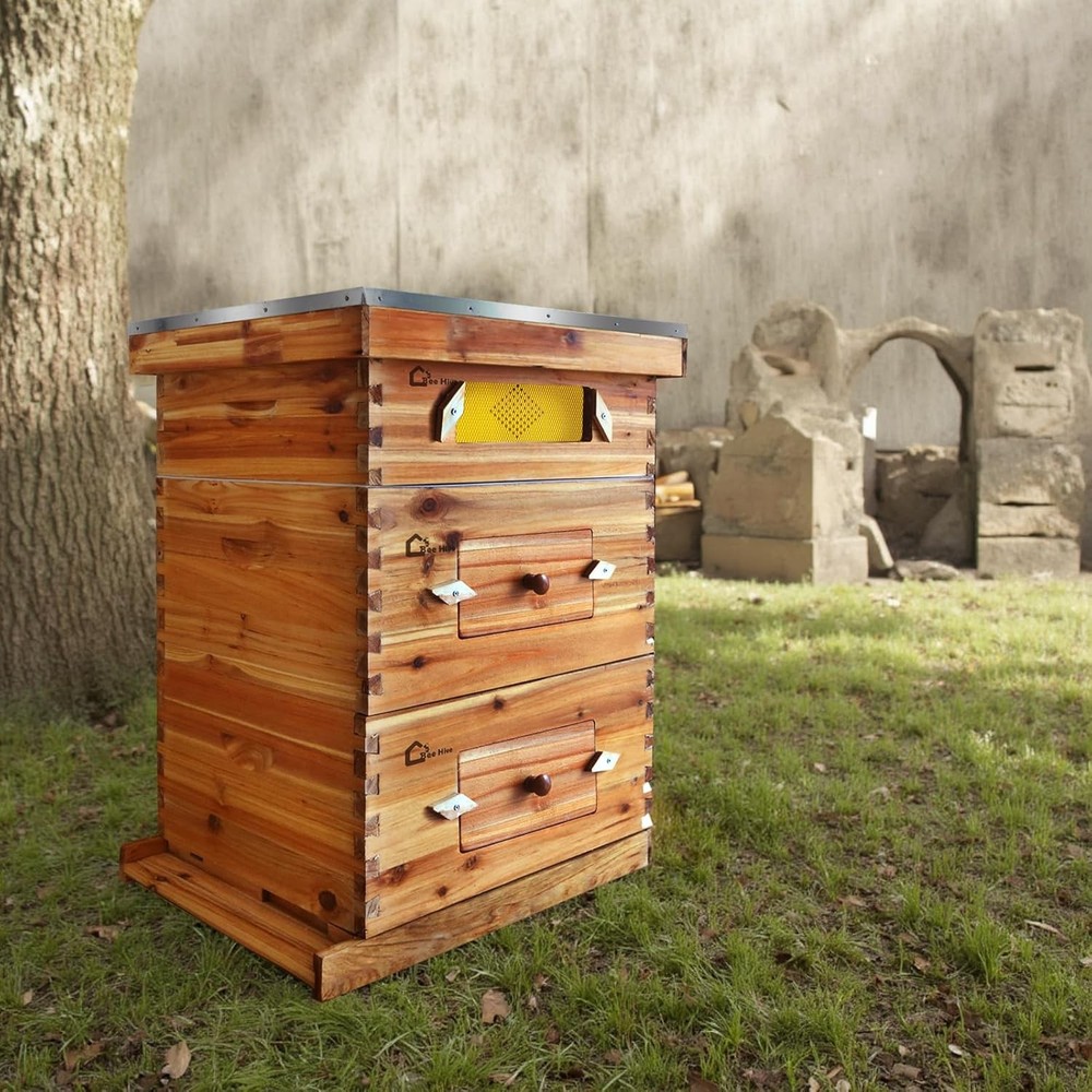 10 Frame Beehive Beeswax Coated(2 Deep Brood Bee Boxes & 1 Medium Super Bee Box)
