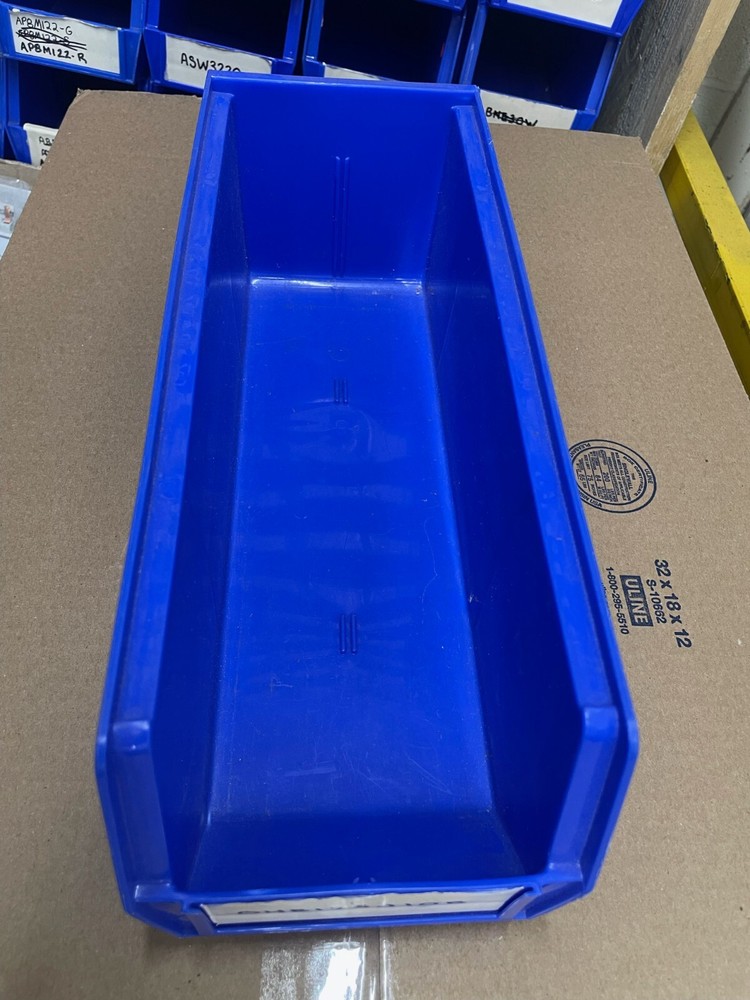 S-12418BLU, Uline, Plastic Stackable Bins, 15 x 5 1⁄2 x 5", Blue