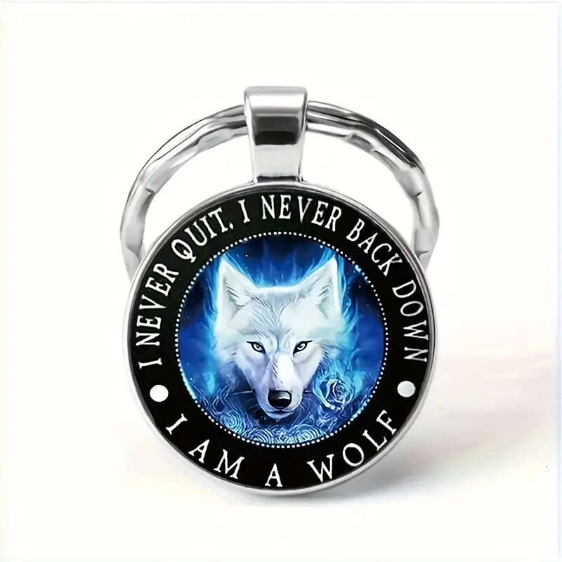 Stylish Wolf Totem Glass Keyring Keychain Gift Idea