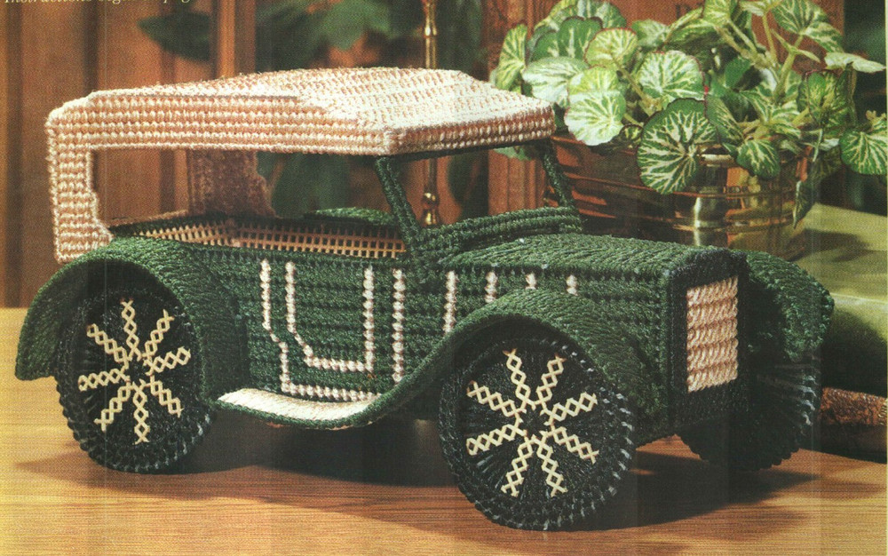 CLASSIC CAR KEEPER KEEPSAKE BOX HOME DECOR PLASTIC CANVAS PATTERN INSTRUCTIONS