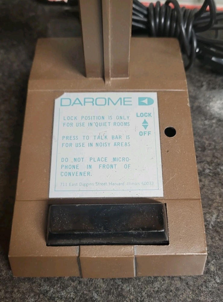 2 Darome Intercom Microphone Model 431 & 491 With Cords , Original Vintage