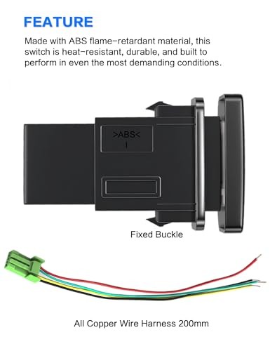 12V Blue LED Push Button Switch Waterproof Toggle with 4-Wire Connector Kit