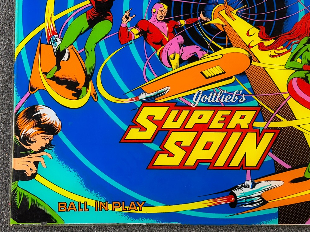 Gottlieb Super Spin Pinball Machine Game Backglass ORIGINAL