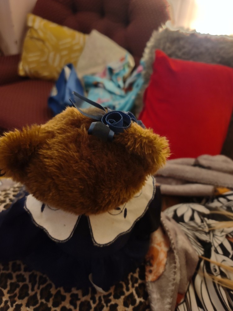 Decorative Medium Brown Teddy Bear With Blue Chiffon Pantaloon Outfit