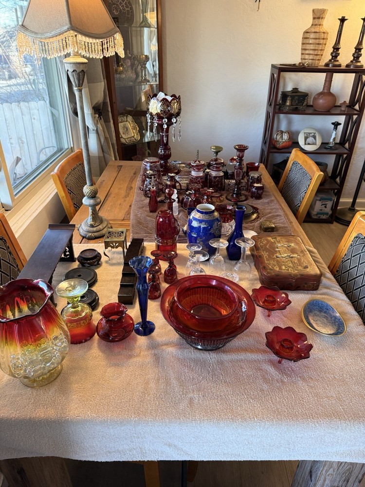 Bohemian Ruby Red 19 Century Glass Selling As a Group $400￼