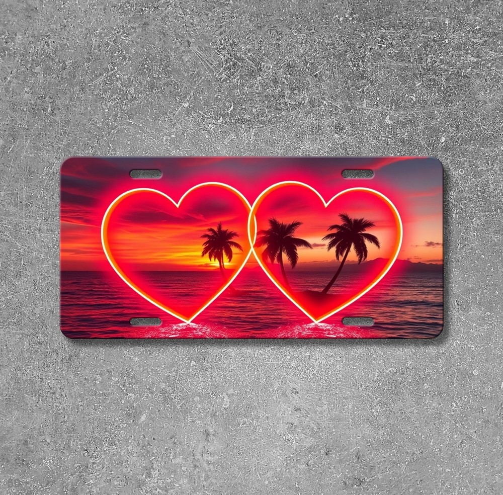 Artistic Two Hearts Artwork Custom Name License Plate Customizable Front Plate