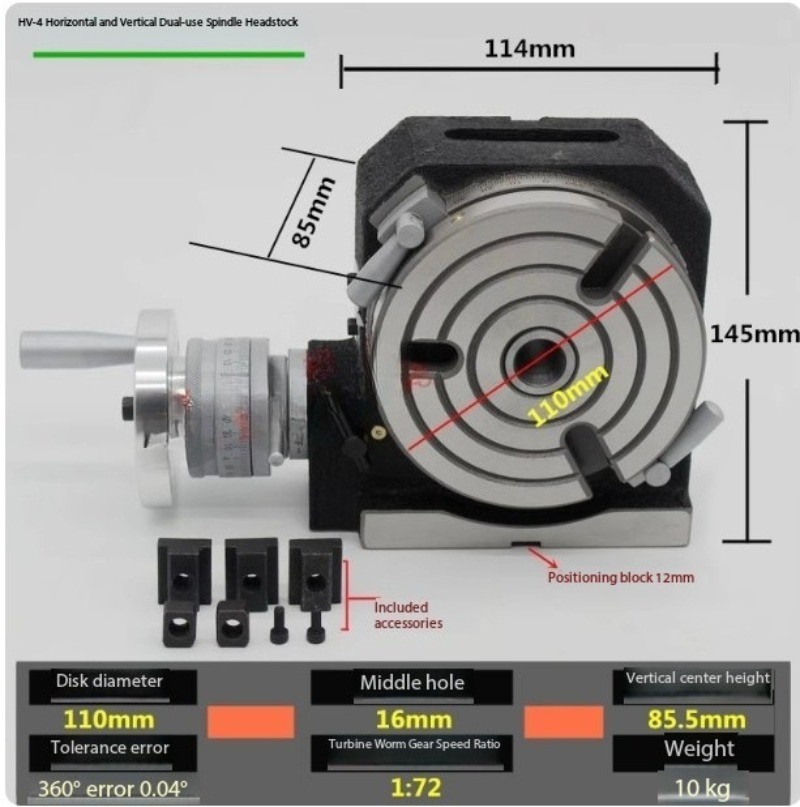 Vertical/Horizontal Dual-Purpose Indexing Table Milling Machine Rotary Table