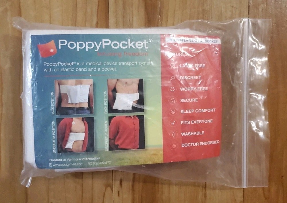 PoppyPocket Medical Device Transport System Vertical Pocket White