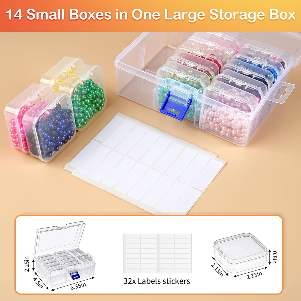 Bead Organizer and Storage, 15 Pcs Clear Bead Storage Containers, Mini Plastic B