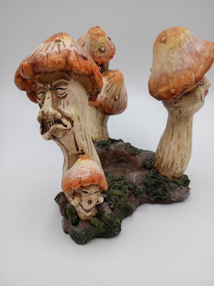 Comical Cartoon Five Headed Mushroom Figurine Resin