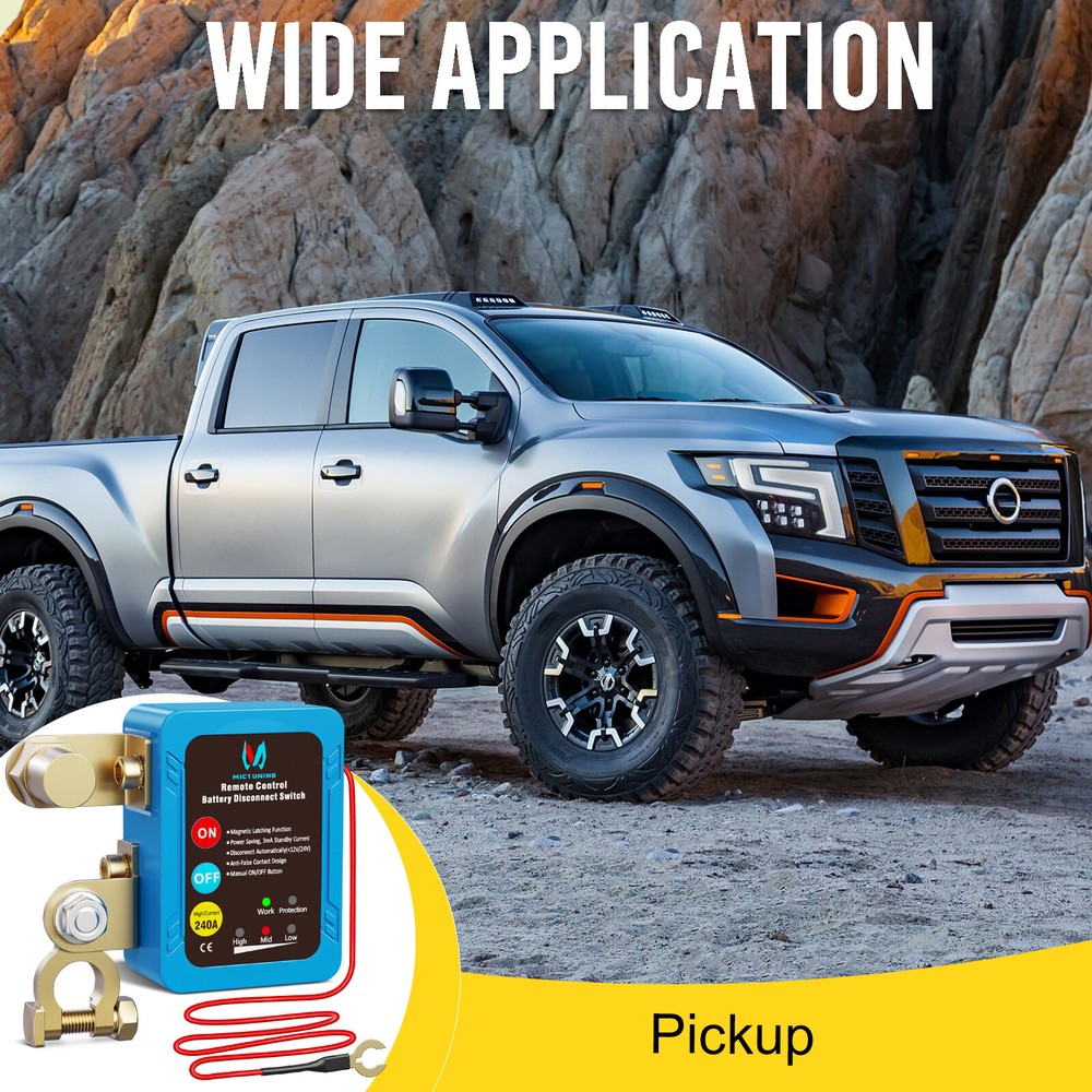 MICTUNING 12V 240A Remote Battery Disconnect Kill Switch Automatic LED Indicator