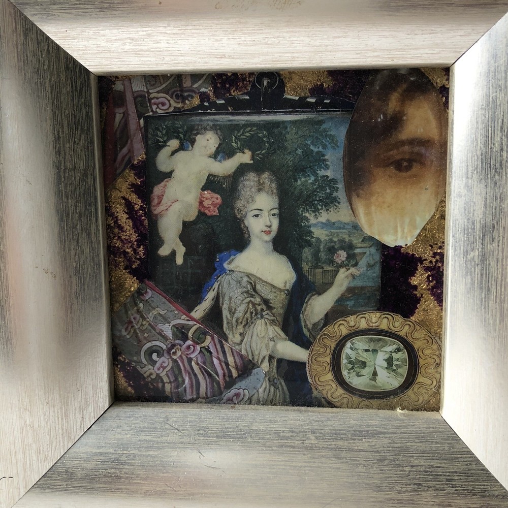 Vintage Art Collage Framed Author Unknown  6,5” x  6,5”