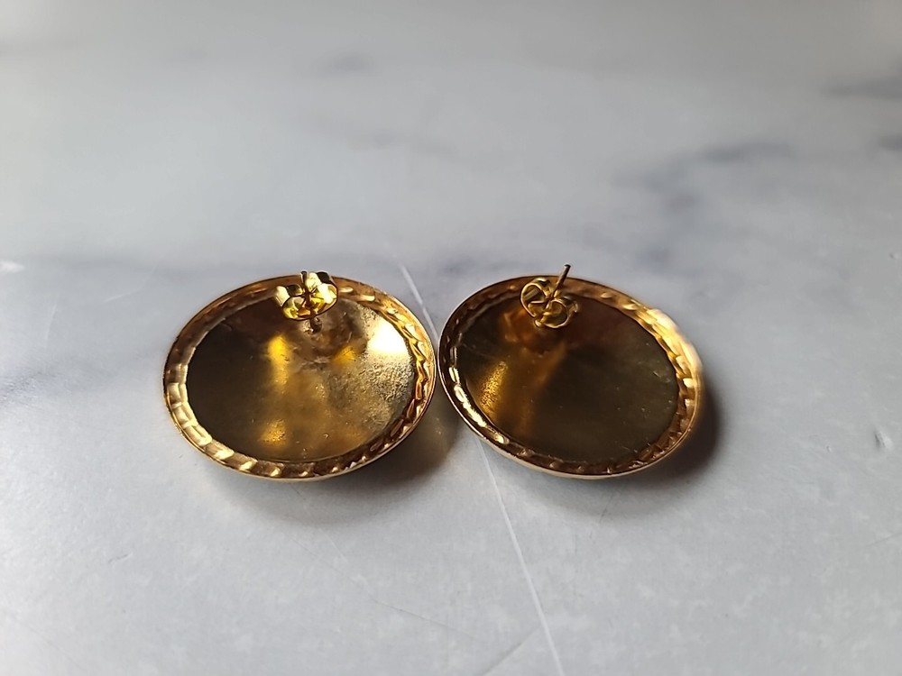 Vintage Enamel Stud Earrings Set Of Two