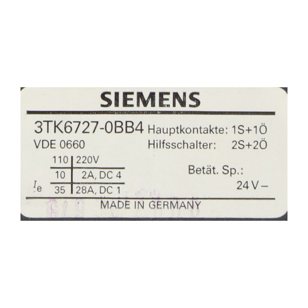 Siemens 3TK6727-0BB4 Contactor New NFP