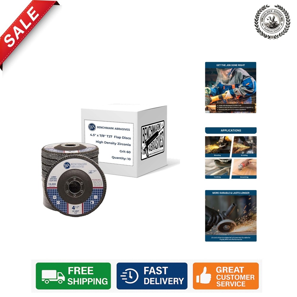 Versatile 4.5" Zirconia Flap Discs for Angle Grinders - 10 Count  Quality