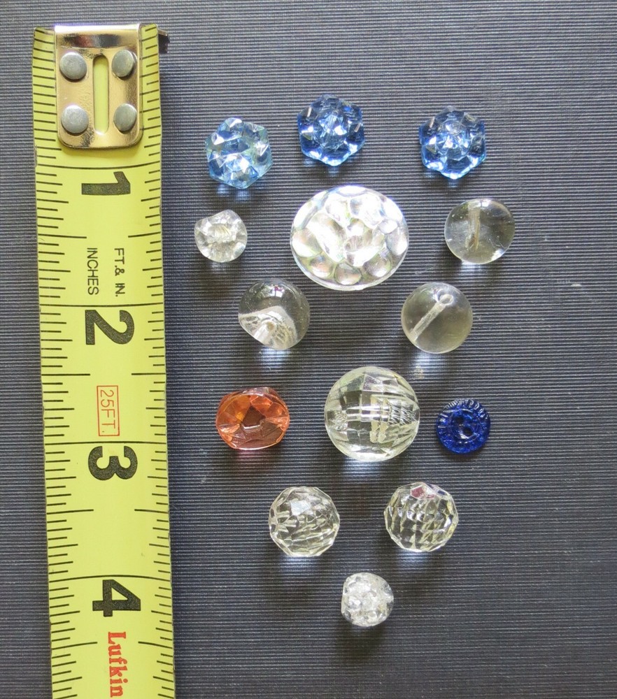 14 VINTAGE GLASS BUTTONS