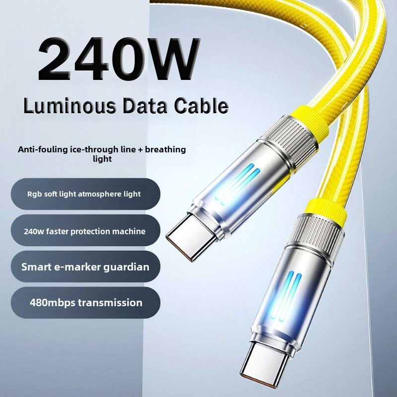 240W 4.9FT USB-C to USB-C/iOS Charger Cable Fast Charging Type Sync Data Cord